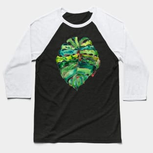 Monstera Deliciosa Variegata watercolor leaf Baseball T-Shirt